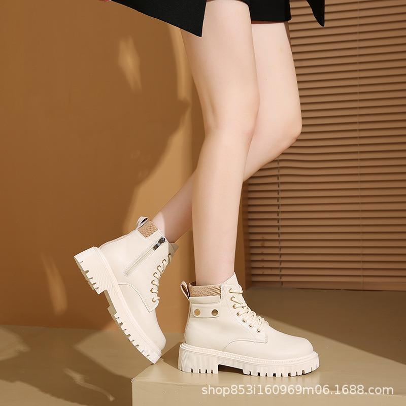 Women's Large Size Thickened Winter Warm Fur One Snow Boots Thickened Lining Ankle Boots Non-slip Hiking Sports Martin Boots