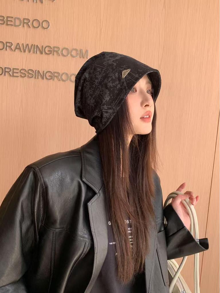 Korean-Style Tie-Dye Beaded Slouchy Beanie for Women - Ethnic Retro Tassel Skull Cap, Early Autumn Wear