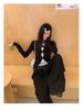 Women's Slimming Lace Long Sleeve Polka Dot T-Shirt - Black & White, Korean Style, Spring Collection