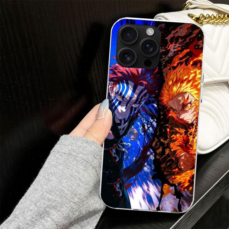 Akaza Demon Slayers Coque pour iPhone 13 12 Mini 11 Pro Max Housse de Téléphone Souple X XS XR 7 SE 8 Plus 6 6S 5 5S Silicone Noir Capa