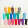 Reusable Drinkware With Straws,Lid Flash Powder Water Bottle Plastic Tumblers Straw Drinking Cup Cold Drink Tumbler