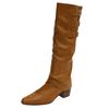 Thick Heel Pointed Retro Stacking Boots Long Knight Boots Women's Shoes 2025 New Autumn and Winter Design Sense Two-wear Boots