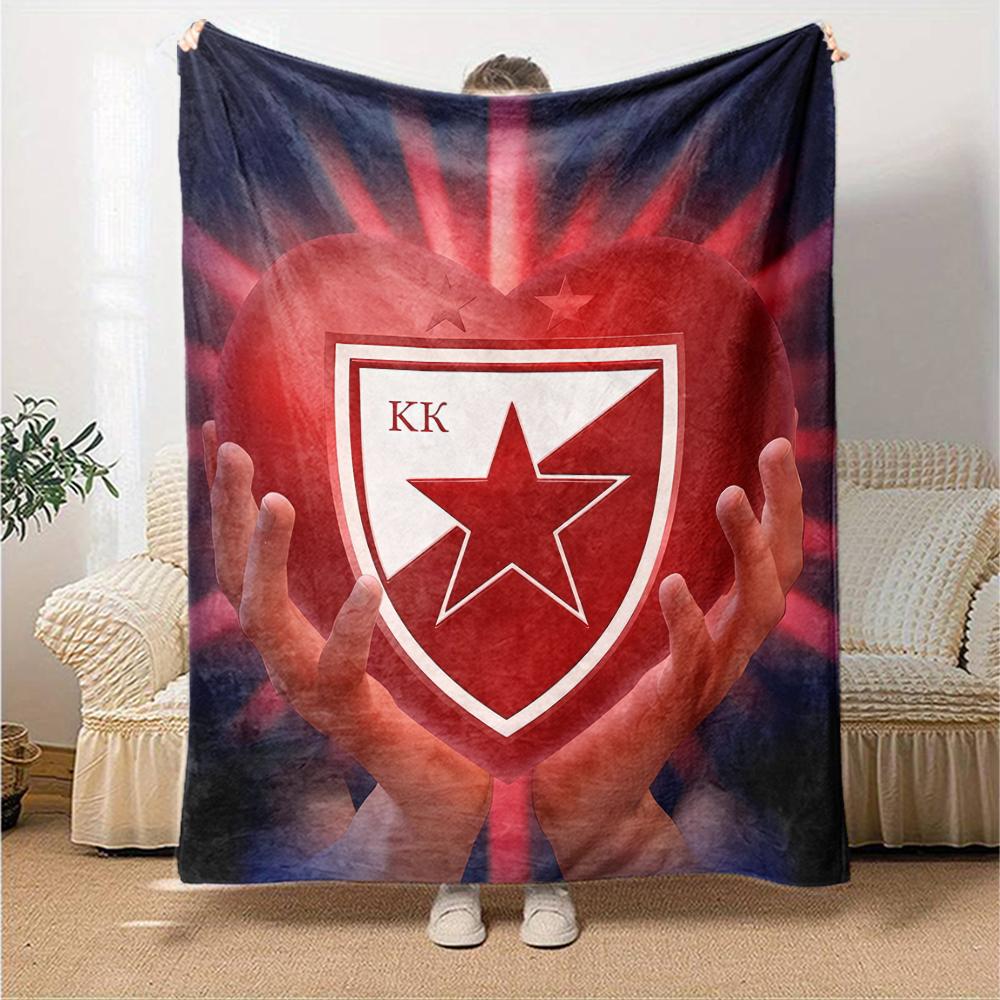 1pc Blanket - Red Star logo Print Design,Lightweight Blanket for Sofa,Bed- Soft &Warm,Gift for All Seasons