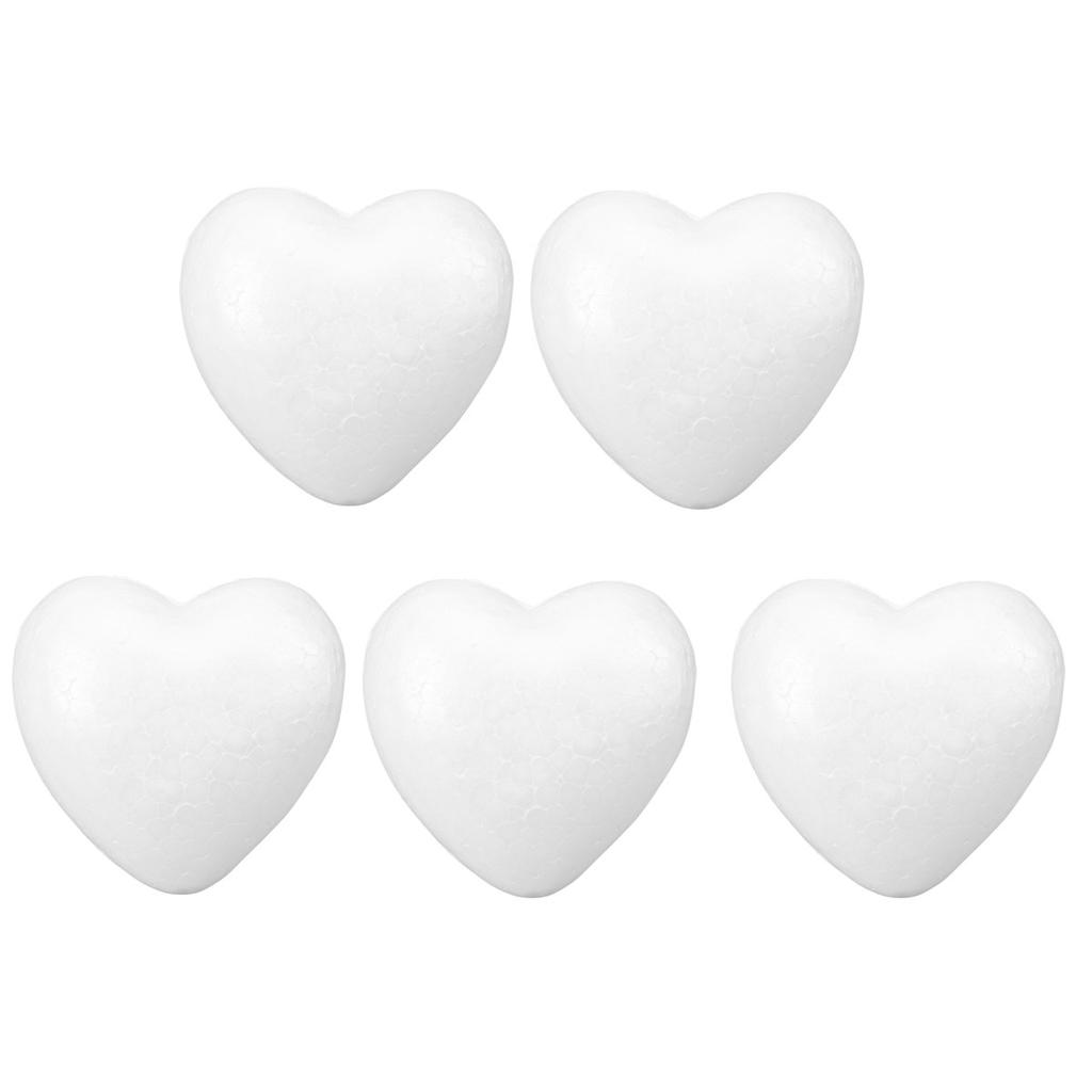 5Pcs White Polystyrene Heart Balls 8.5cm DIY Craft Hearts for Wedding Decor Valentine's Day Baby Shower Floral Arrangements