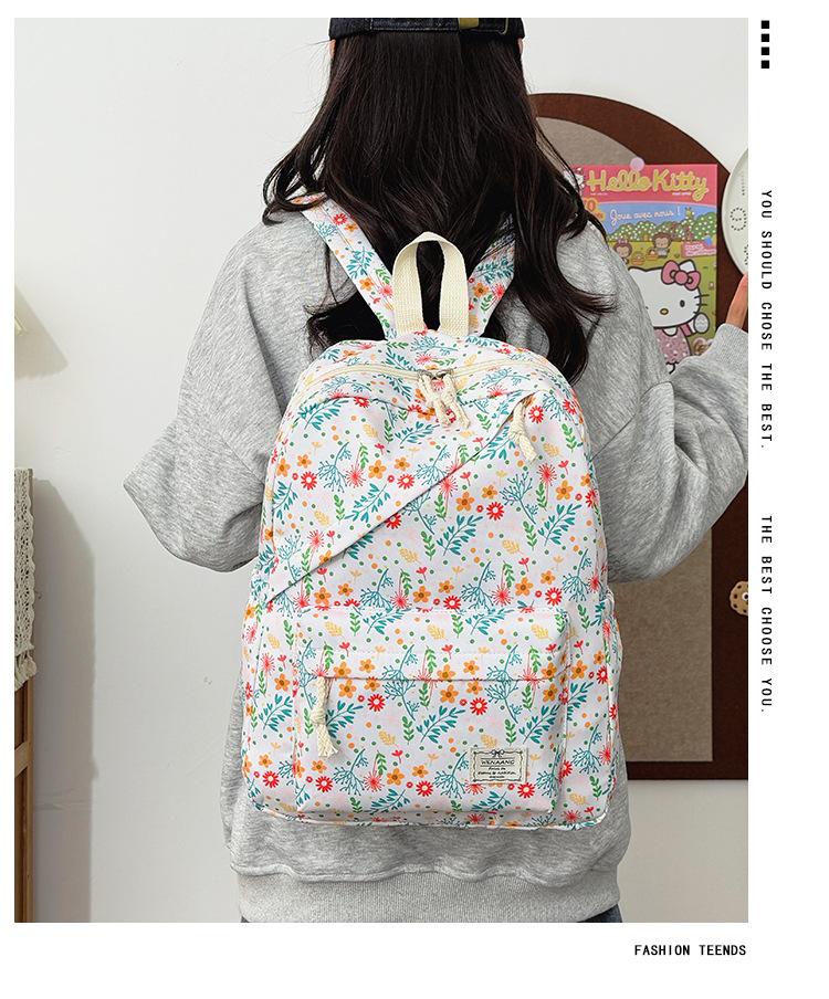 Schoolbag Japanese small fresh floral backpack Junior high school Mori sweet simple lightweight daily leisure large capacity backpack