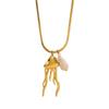 Stylish Jellyfish Pendant Titanium Necklace – Light Luxury Ocean-Inspired Clavicle Chain