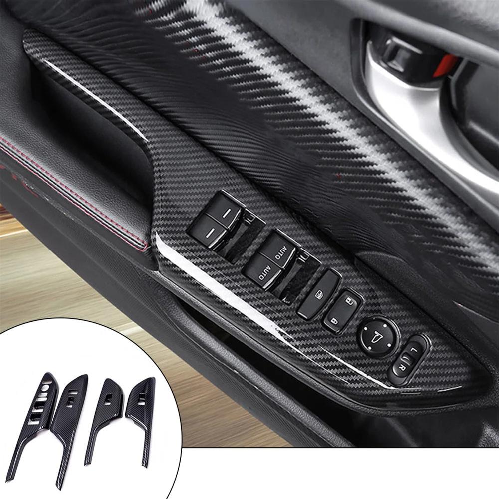 Carbon Fiber Look Interior Door Window Switch Cover Trim For Honda Civic 2016-2020