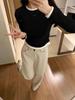 Women's Faux Two-Piece Brushed Long-Sleeve Top - Fashionable Fleece-Lined T-Shirt for Autumn/Winter