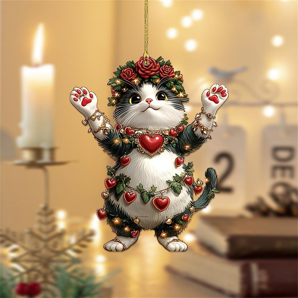 Valentine's Day Rose Acrylic Love Pendant Holiday Gifts Cross-border Car Plane Pendant Christmas Tree Decorations