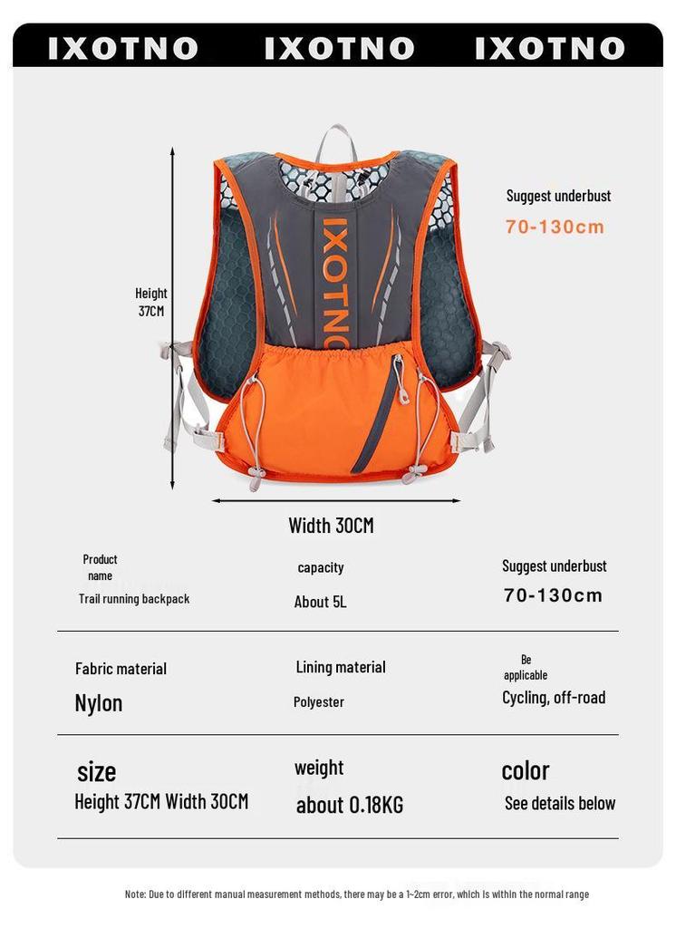 5L Hydration Backpack for Men and Women - Double Shoulder Running and Cycling Pack