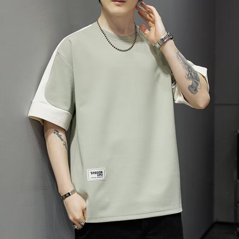 Tricou de vară japonez de nișă la modă pentru bărbați, cu mâneci cinci sferturi și croială lejeră