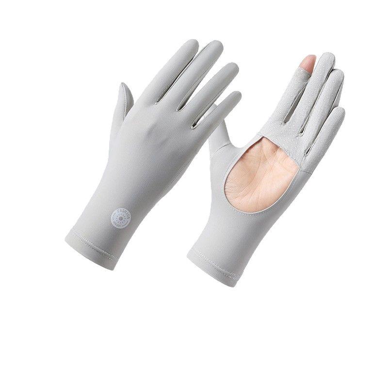 Sunscreen Gloves for Summer Women's Ice Silk Anti Ultraviolet Outdoor Driving and Riding Thin Breathable Gloves with Fingers That Can Touch Screen