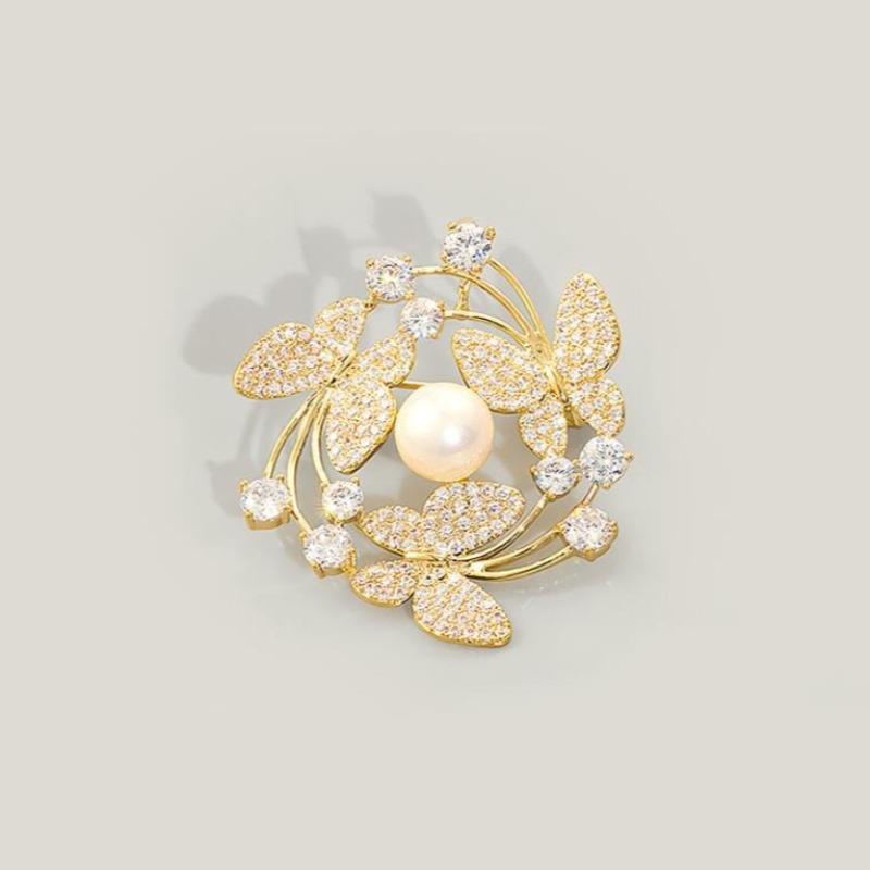 Fashion Flower Brooch Rhinestone Decoration Vintage Rhinestone Brooch Backpack Brooch Gift