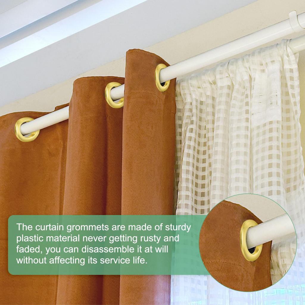 METERXITY Curtain Inner Diameter Plastic Curtain Ring Clips Eyelet Nanoscale Quiet Roman Rings for Home Drapery Grommets 25-Pack Grommets, 1-9/16"