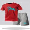 Youth Men's Fashionable Casual Sports Two-Piece Set Print Summer Short-Sleeved T-Shirt And Shorts Ensemble