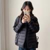Sweet Style Lightweight White Duck Down Jacket for Women - Winter 2026, Short, Ribbed Sport Inner Lining, Stand Collar.