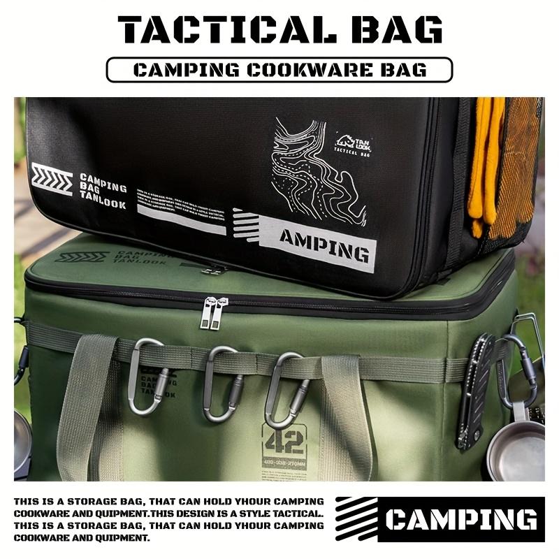 11L Large Capacity Tactical Camping Storage Bag Waterproof Cookware Organizer Carry Bag Outdoor BBQ Picnic Gear with Side Pocket