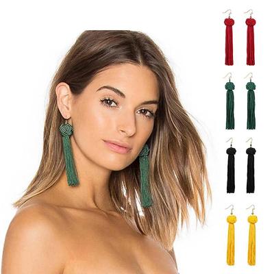 2024 Handmade Tassel Earrings Fashion Multicolor Long Pendant Ears Mustang Silk Tassel Jewelry Gifts for Women