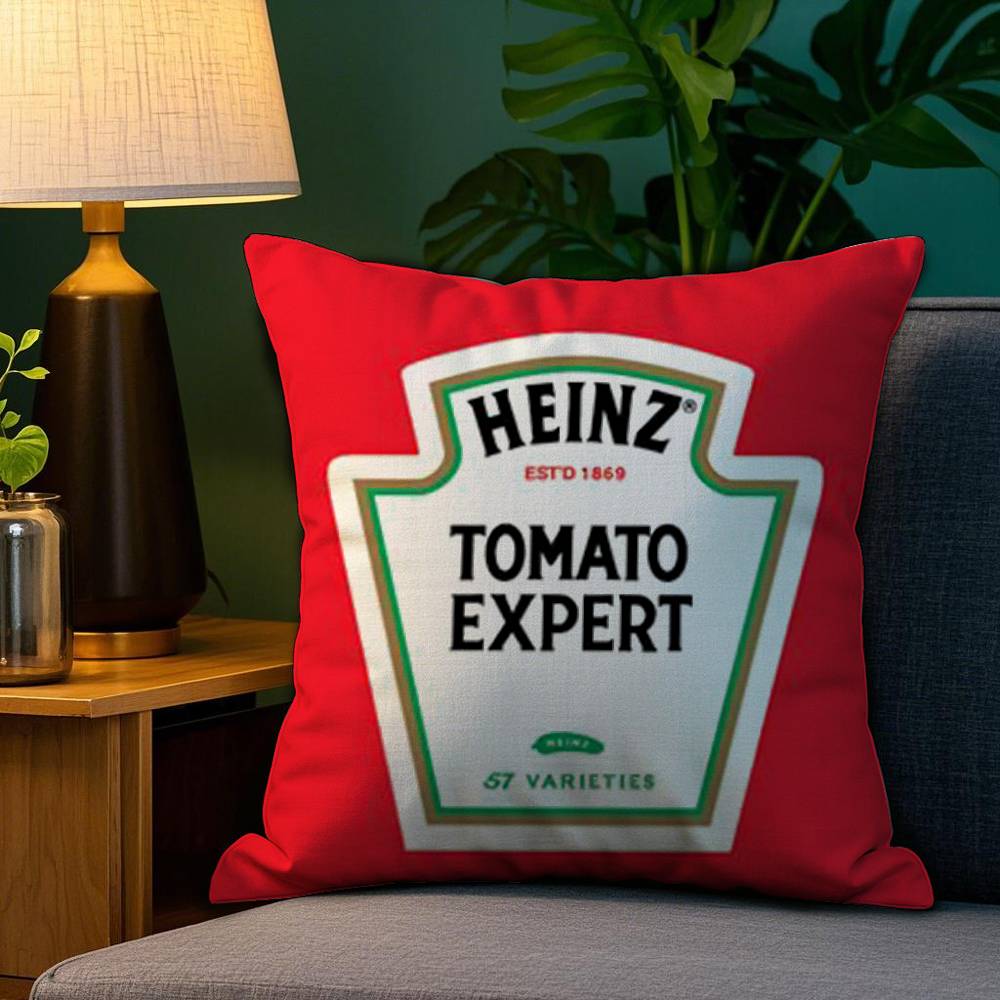 Funny Ketchup Label Pillow Case Plush Fabric Soft Double Sided Print Sofa Cushion Cover Throw Pillow Covers