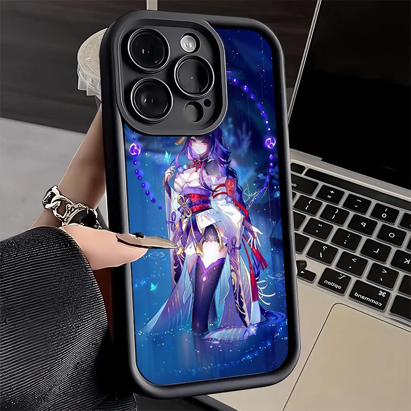 Phone Case for iPhone 17 Air 16E 15 16 Pro Max Genshin Impact Raiden Shogun Cover 14 Plus 13 12 Mini Soft Shell Silicone Fundas