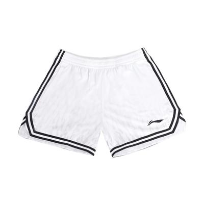 Calções de Basquetebol de Malha Respirável Listrados Série CBA Li Ning Calções Unissexo Branco AAPU603-1