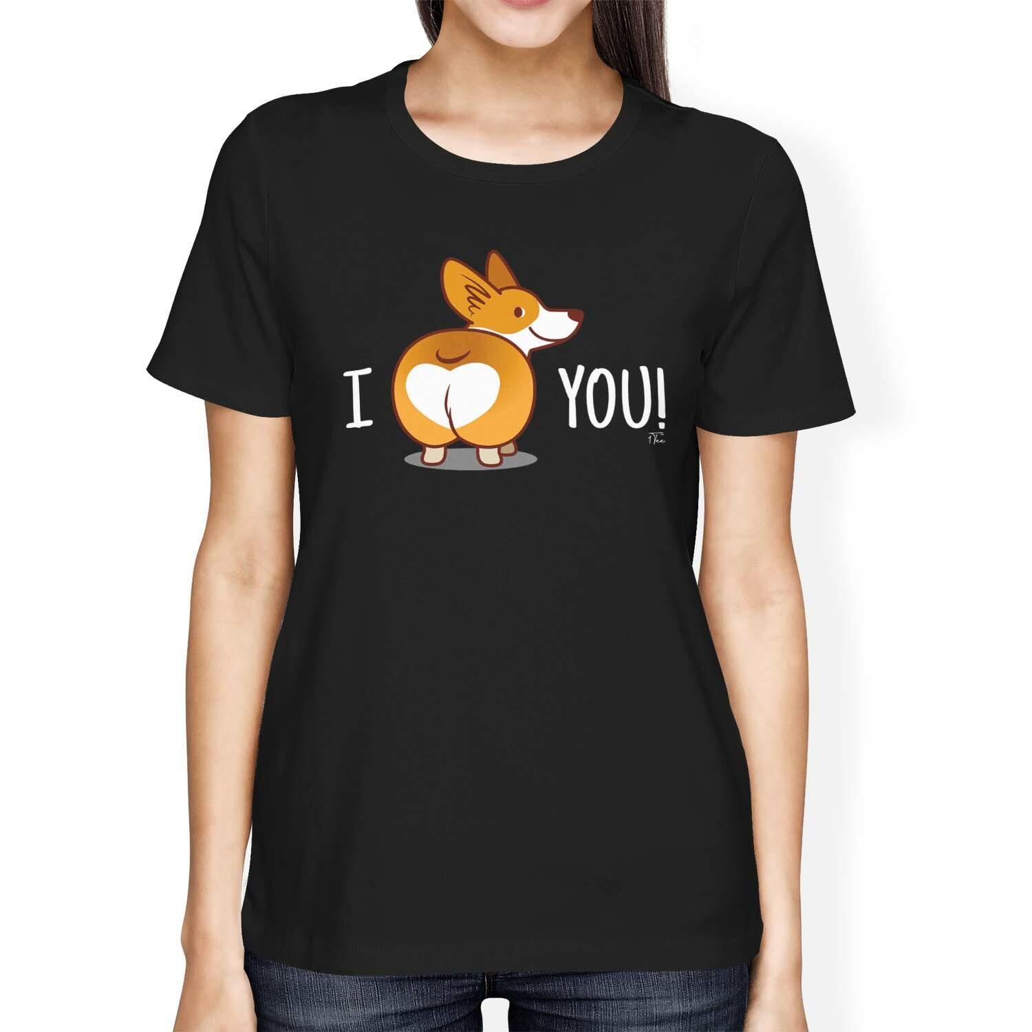 1Tee Womens Loose Fit Corgi loves you with all it s butt T-Shirt XXL