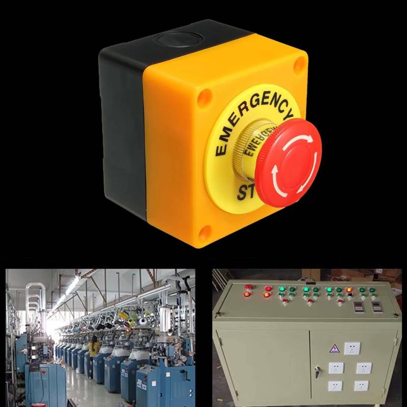 660V 10A Emergency Stop Button Switch Box Waterproof Safety Stop Push Button With Rain Cover For Industrial Machine