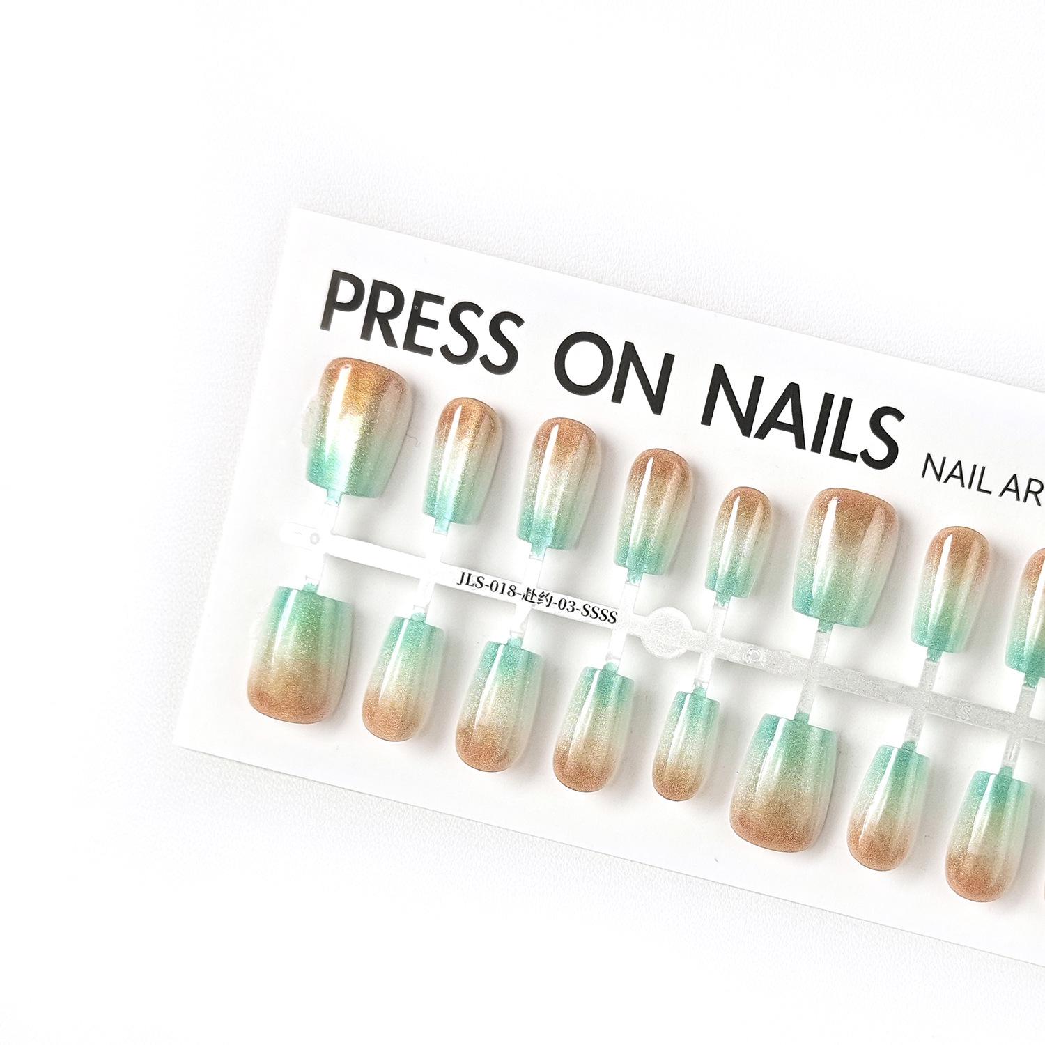 

Jiaolong Light Luxury Cat Eye Gradient Ombre Press-On Nails - Summer Street Style Small
