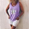 Stylish Plus Size Women Sleeveless Star Print T-shirt In Five Vibrant Colors
