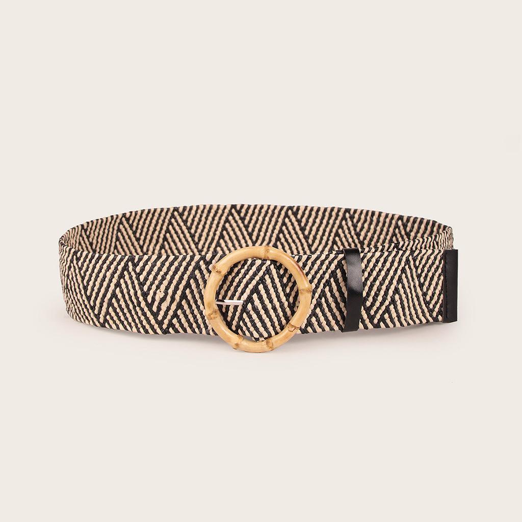 Bohemian Woven Nylon Belt With Plastic Buckle For Women Casual Fashion