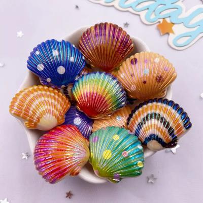 8pcs AB Resin Colorful Flower Shell Figurines Flat Back Cabochon Stone Scrapbook Home Crafts DIY Jewelry Making Accessories