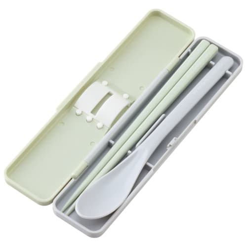 Skater Chopsticks Spoon Combination Set 18cm Antibacterial Treated Lunch Box for Adults Comes with Silicone Cushion and Doesn't Make a Sound Made in J