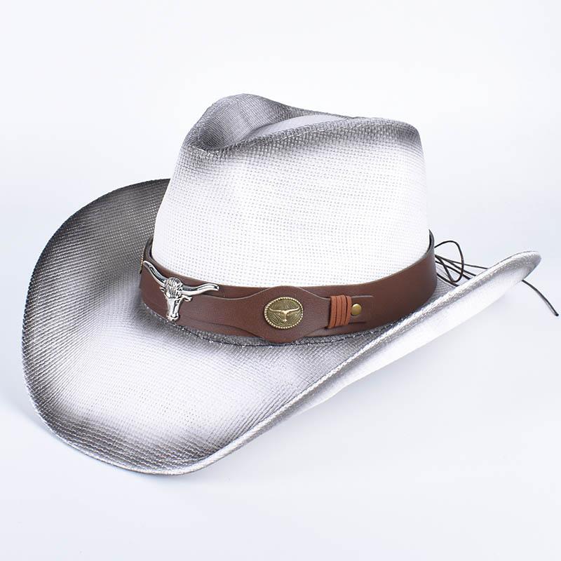 Pink Straw Sun Hat Women  Outdoor Western Cowboy Hats Black Vintage Summer Beach Panama Cowgirl Hat Jazz Cap Sombrero Hombre