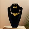 Zircon Flower Stud Earrings Necklace Two-Piece Set Light Luxury High-End Temperament Collarbone Chain Jewelry Women