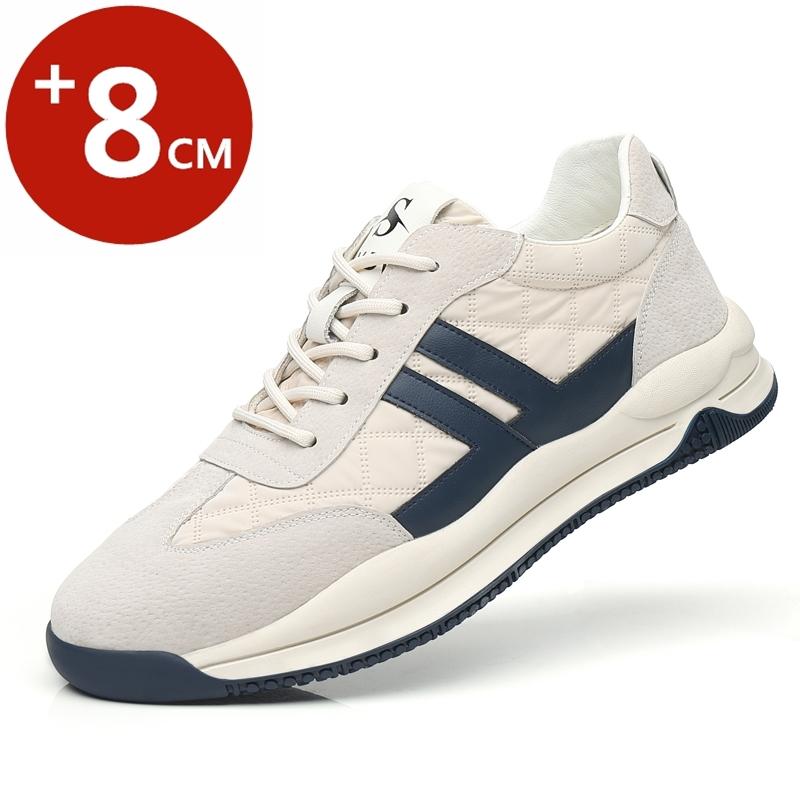 

Genuine Leather Lift Sneakers Men Height Increase Insoles 6/8cm High Quality Elevator Shoes Comfortable Breathable Casual Sports 37
