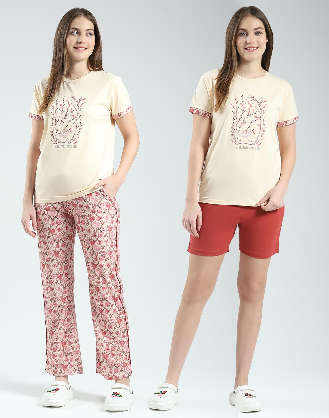 

Monte Carlo Women Regular Fit Summer Lower , T-Shirt And Short Set 3XL бежевый