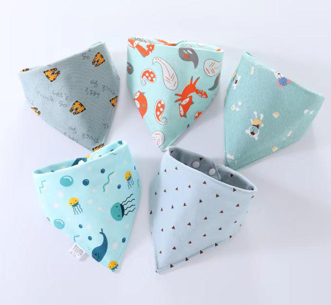 

Дитячий шарф-нагрудник з трикутника з чистої бавовни з двошаровою застібкою-кнопкою для дітей - весна та осінь