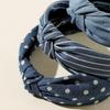 1/3 Stück Geknotetes Print Denim Stoff Stirnband für Frauen Mädchen Shopping Gesichtswäsche Haarreif Einfaches Denim Kopfschmuck