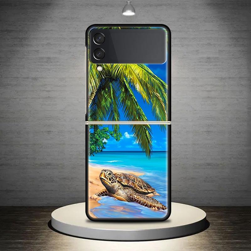 Sea Turtle Aqua Phone Case Cover for Samsung Galaxy Z Flip7 Flip6 Flip 7 6 5 4 3 Flip3 Flip4 Flip5 5G Shockproof Fundas Galaxy Z