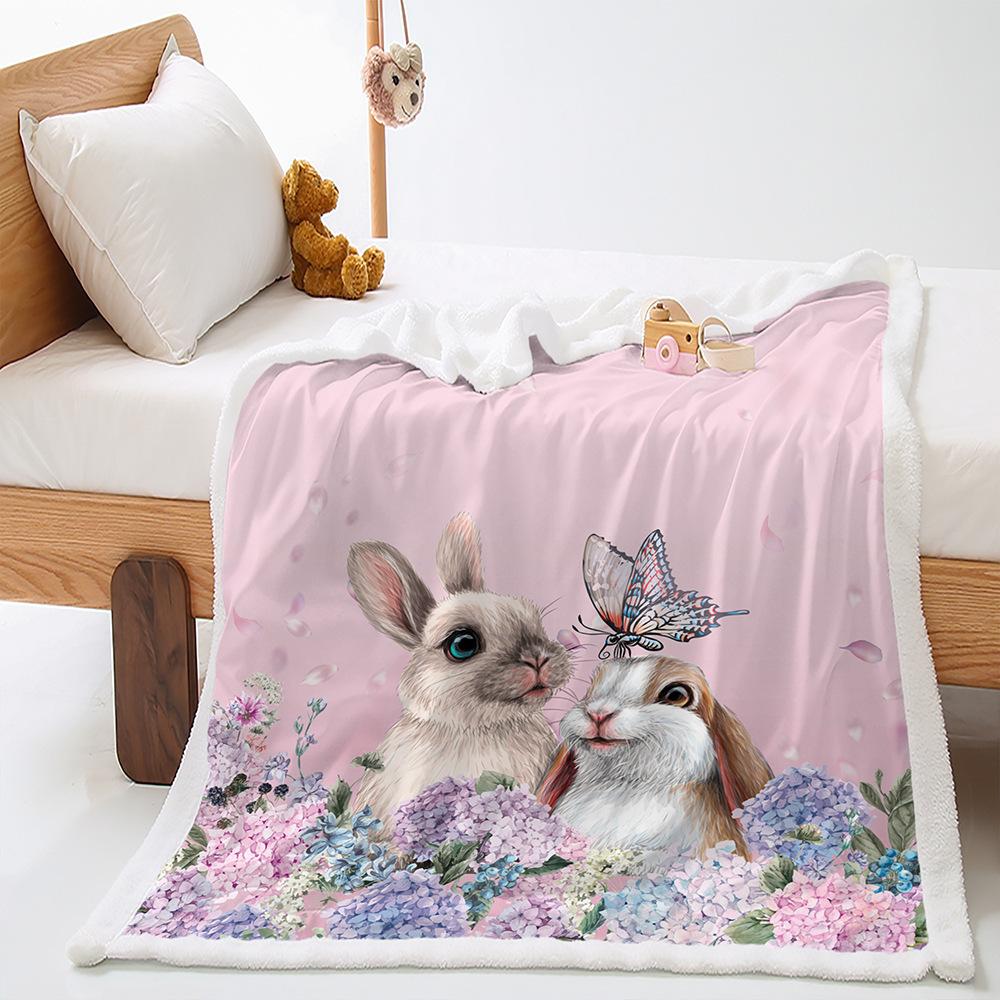 Blanket Cute Illustration Korean Blanket Lamb Fleece Crystal Fleece Blanket Four Seasons