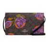 Coach Anna 20 Rose Floral Logo Classic Canvas And Leather Envelope Bag Women Shoulder Bag Brown Black CL658-SVW1Q