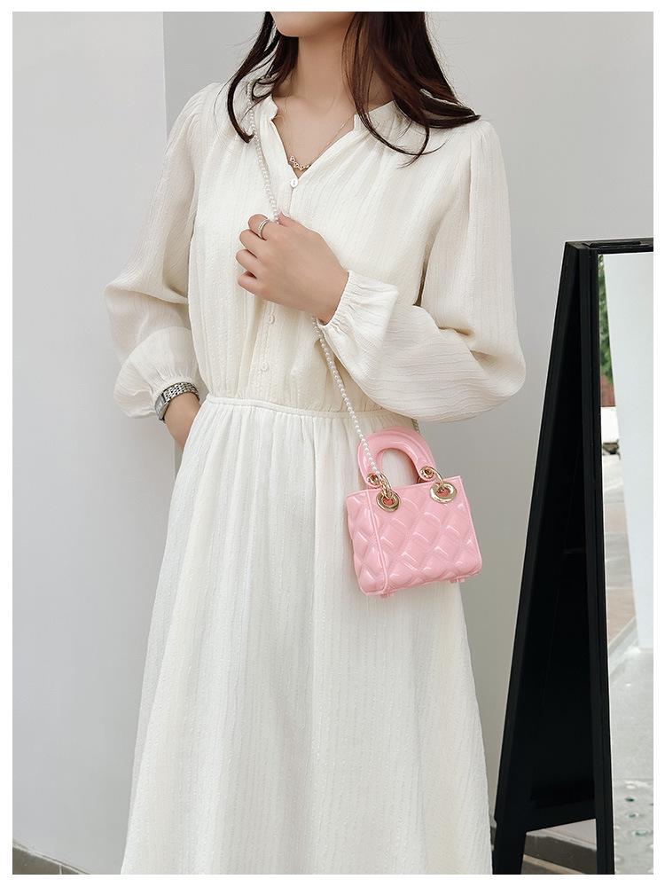 2025 Sommer Mini Diamantmønster Jelly Bag - PVC Perle Crossbody for Barn & Kvinner