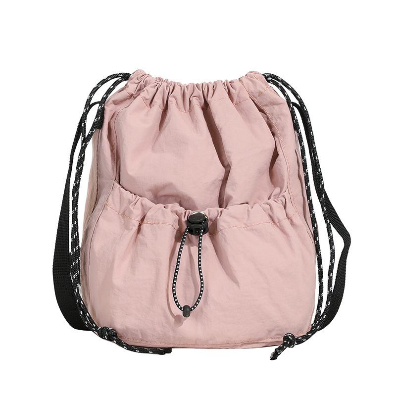 

Нова нейлонова сумка-відро через плече, жіноча повсякденна модна сумка через плече, жіноча плісирована сумка з нишевим дизайном і мотузкою One Size рожевий