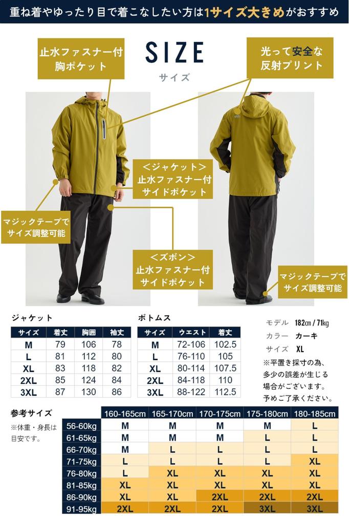 even in heavy Rainwear top and bottom set for for commuting to work or waterproof rain rain mountain motorcycle [Benke] [Comfortable rain] men,