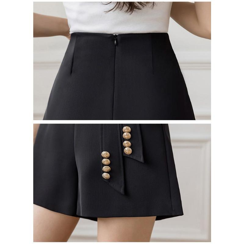 Lockere weiße Anzugshorts mit hoher Taille und Innenfutter für Damen