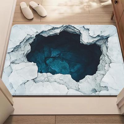 3D Illusion Rug with Deep Blue Hole Design for Home Decor Unique Floor Mat Entrance Mat Indoor Outdoor Use Skid Resistant Carpet