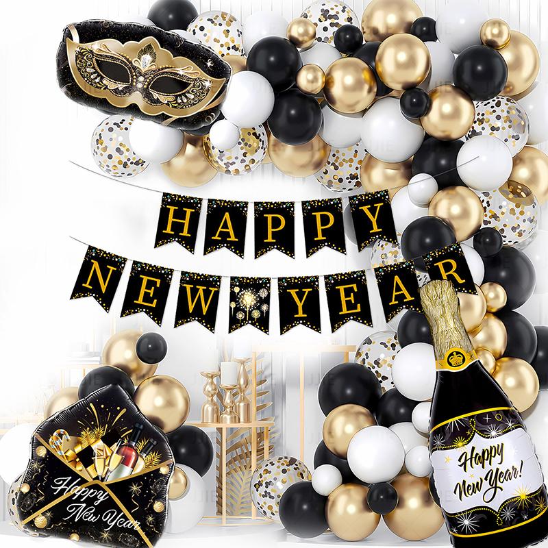 Happy New Year 2026 Aluminum Foil Balloons Gold Number Set Banner Letter Welcome 2026 Party Decorations 2026 Decorations