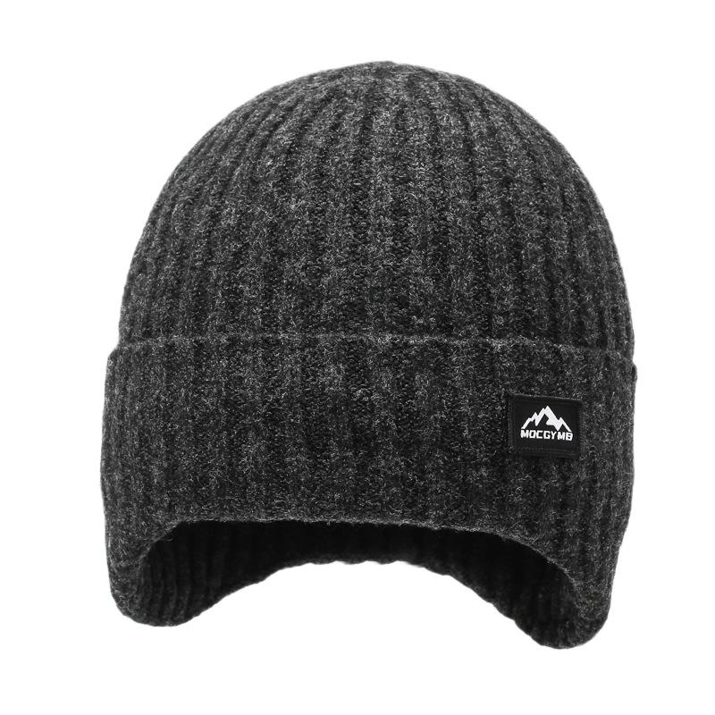 Men's Velvet Hat Warm Ear Protection Thick Wool Knitted Hat Outdoor Cold-Proof Pullover Hat