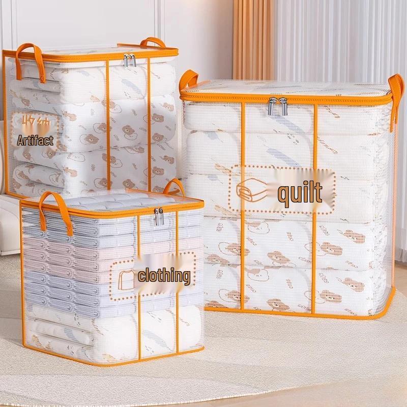 Large Capacity Cotton Quilt Storage Bag with Clear Window and Dustproof, Moistureproof Design for Bedroom or Dormitory.