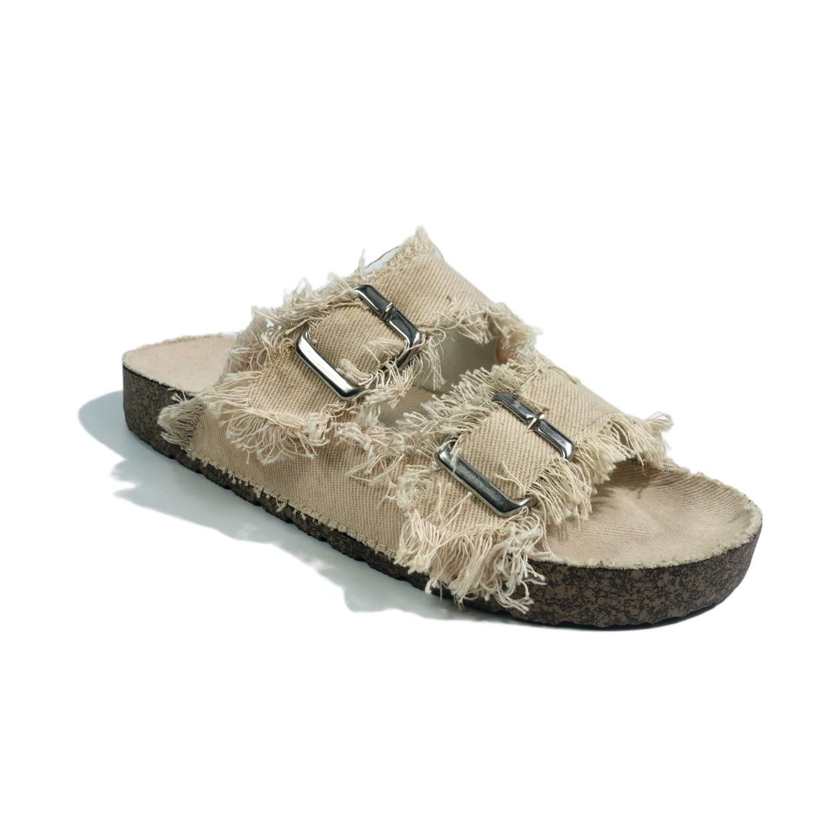 

Thick-soled double-buckle one-word belt Birkenstocks slippers women s outer wear Birkenstocks autumn and winter Birkenstocks women s autumnn slippers 36